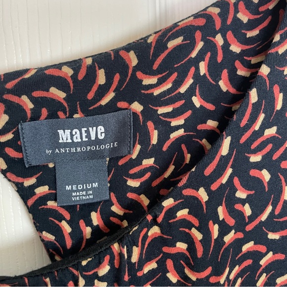 Anthropologie Maeve Chatham Geo Print Jersey Knit Midi Dress Cutout Back Sz M - Picture 11 of 13